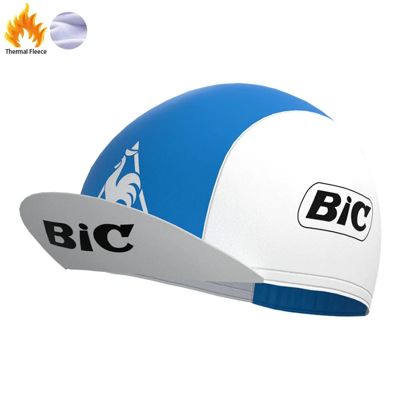 BIC White Blue Retro Cycling Cap