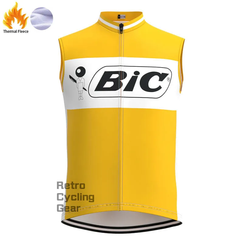 BIC Yellow Fleece Retro Cycling Vest