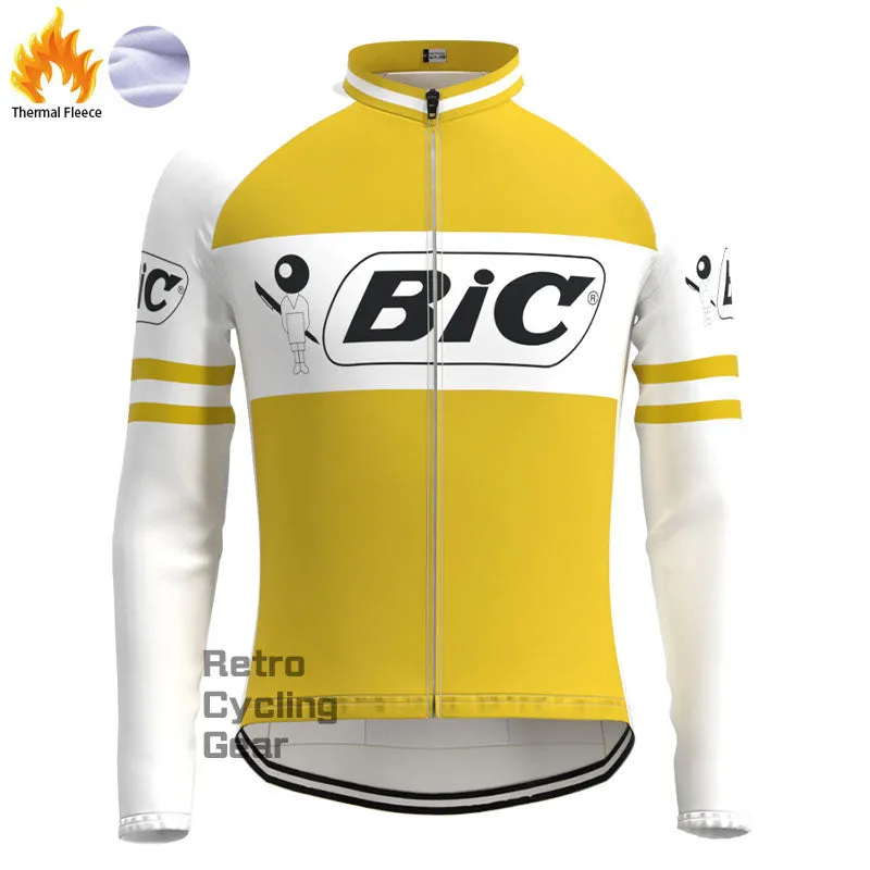 BIC Yellow Fleece Retro Long Sleeves Jerseys