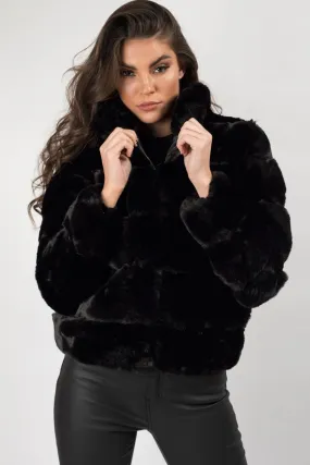 Black Faux Fur Short Coat