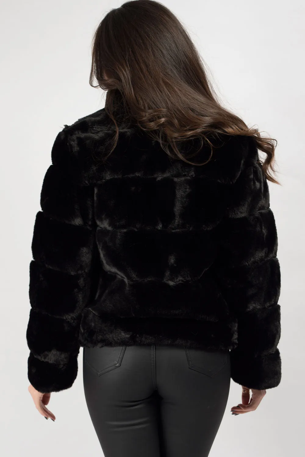 Black Faux Fur Short Coat