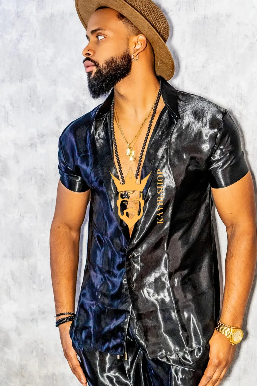 Black Men's Satin Silk Set - Elevate Your Style with Comfort and Elegance