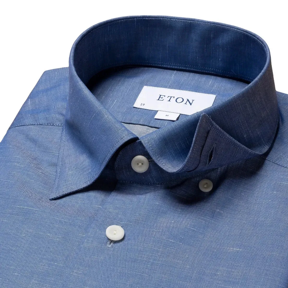 Blue Wrinkle-Free Cotton Linen Slim Fit Shirt