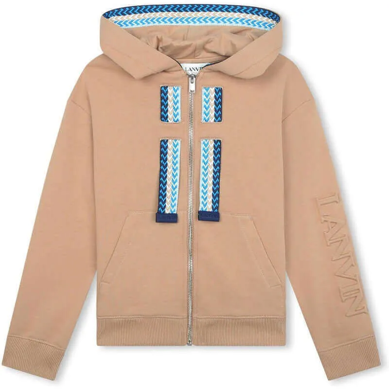 Boys Beige Curb Zip Up Hoodie