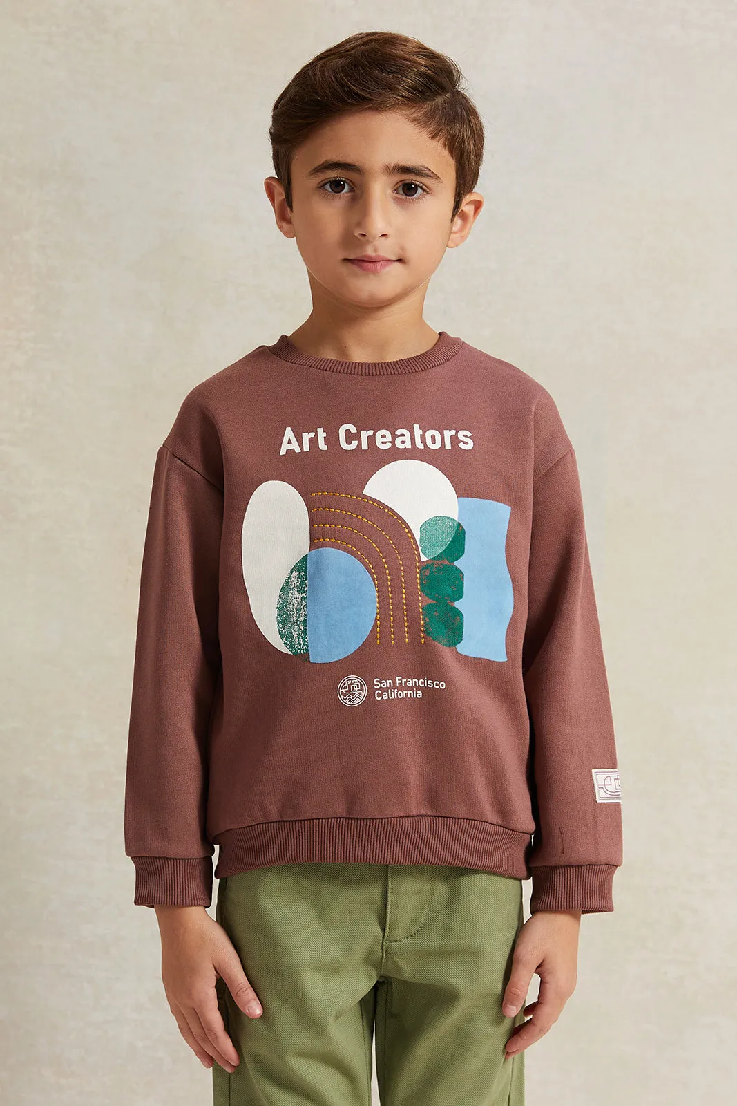 Boys Rust Oversize Embellished Sweatshirt