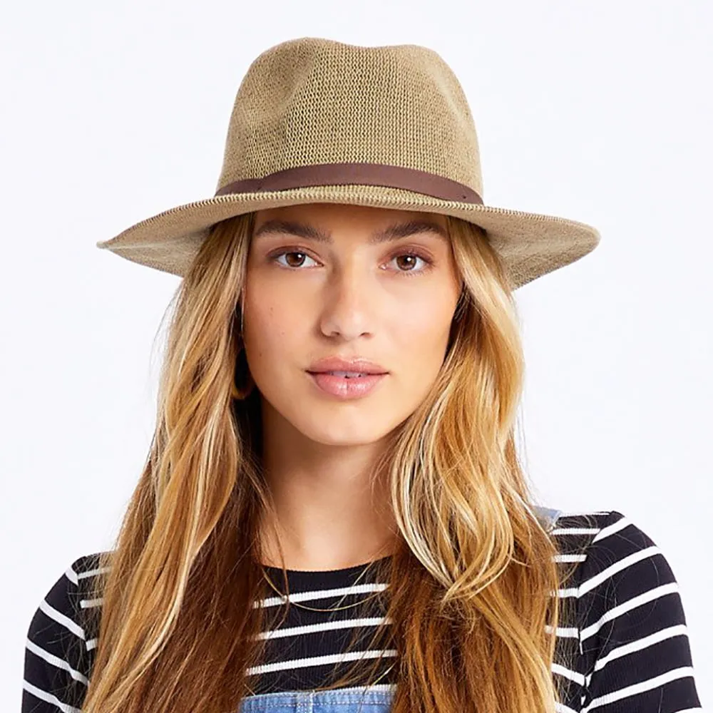 Brixton Hats Messer Knit Packable Fedora Hat - Tan