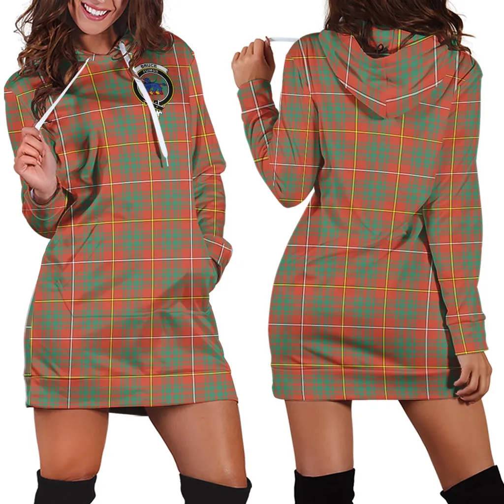 Bruce Ancient Tartan Hoodie Dress with Family Crest