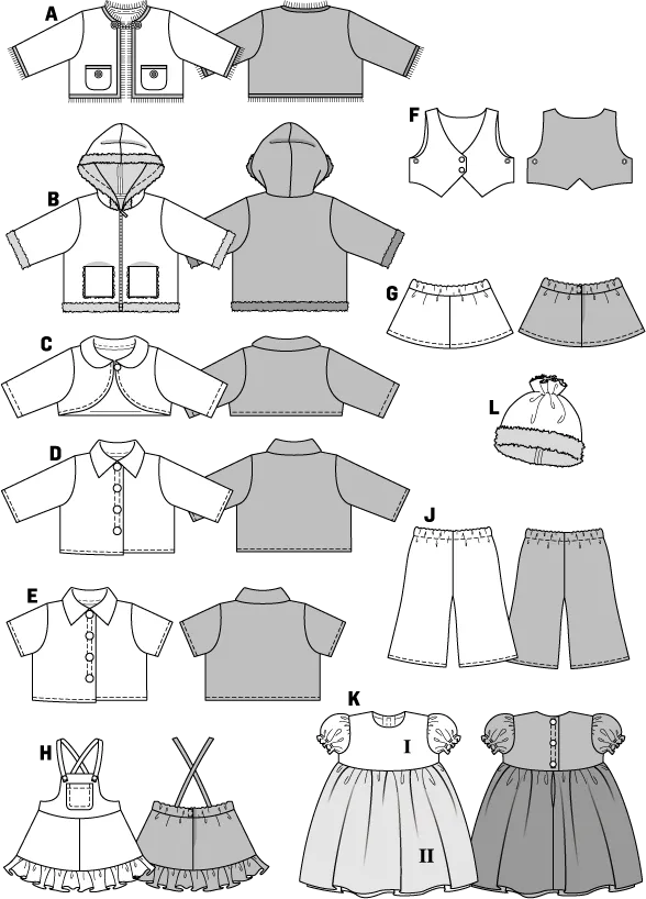 Burda 7753 Doll Outfits Pattern