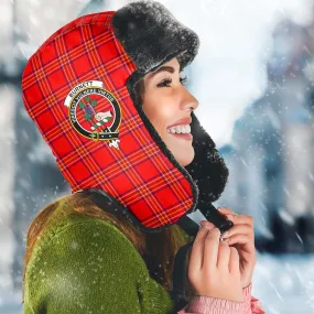 Burnett Modern Tartan Winter Trapper Hat with Family Crest