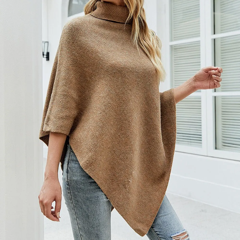 Button-Detail Knit Poncho