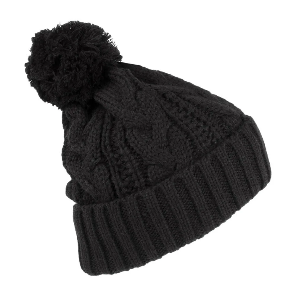 Cable Knit Bobble Hat - Black Wholesale Pack