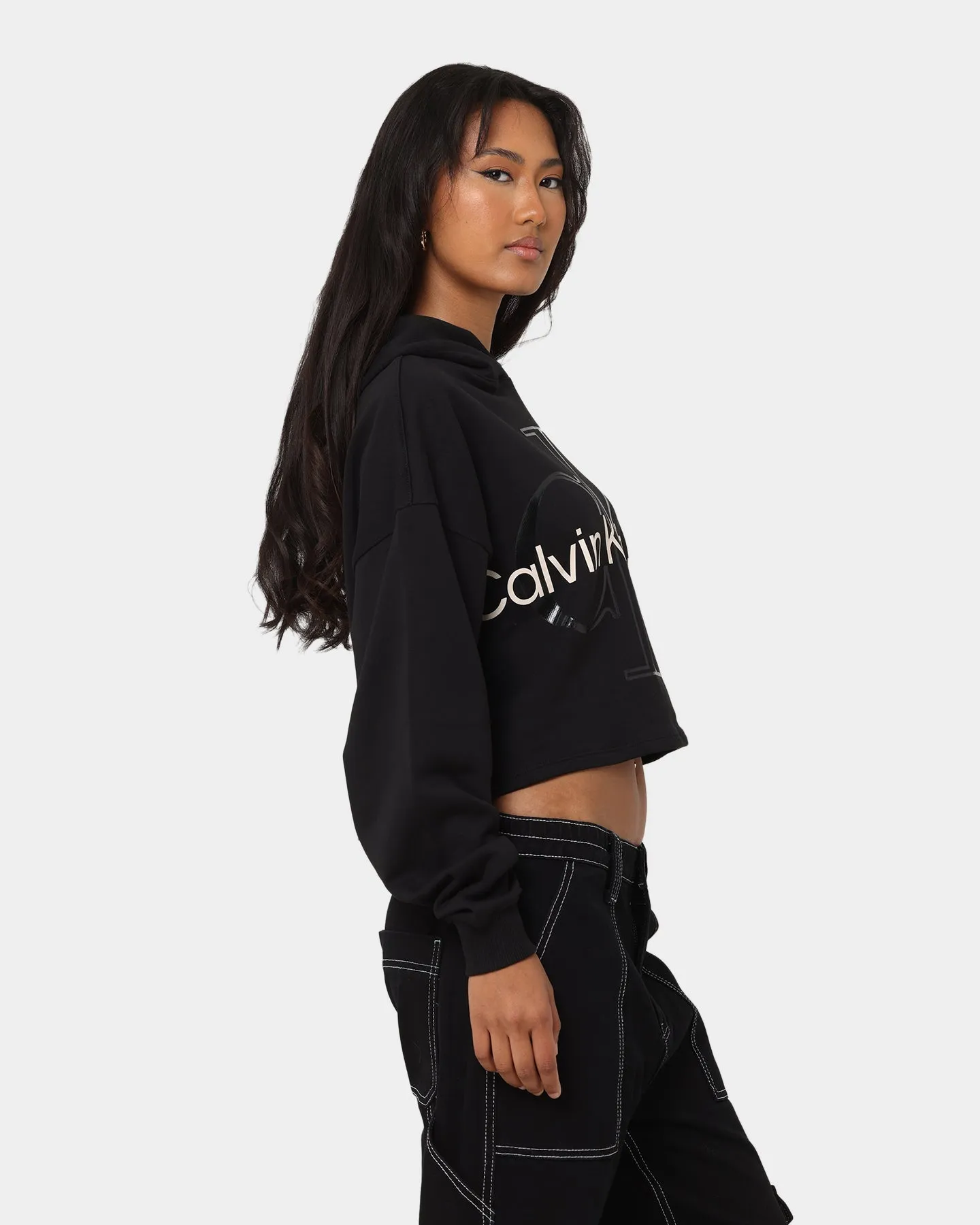 Calvin Klein Women's Glossy Monogram Hoodie CK Black