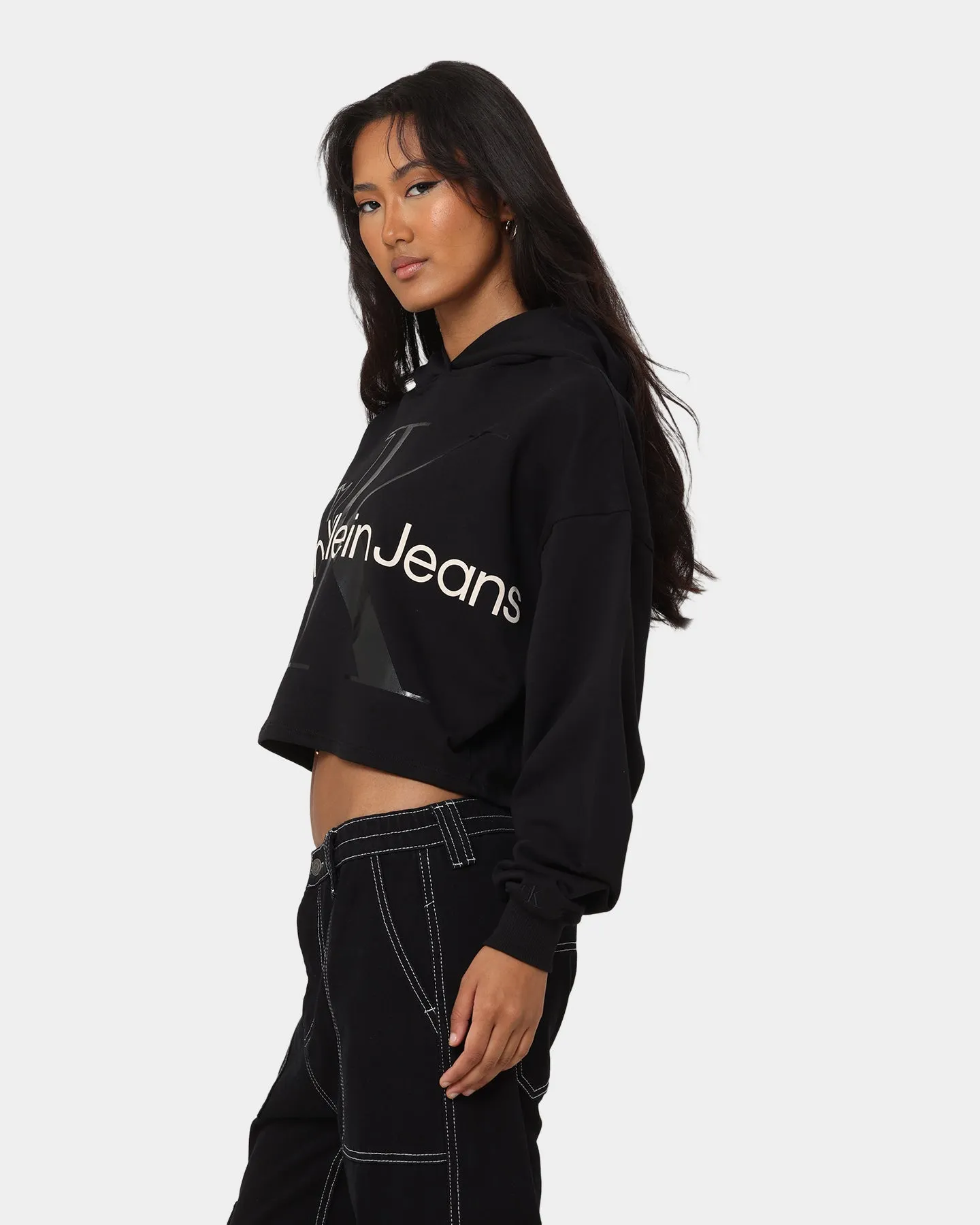 Calvin Klein Women's Glossy Monogram Hoodie CK Black