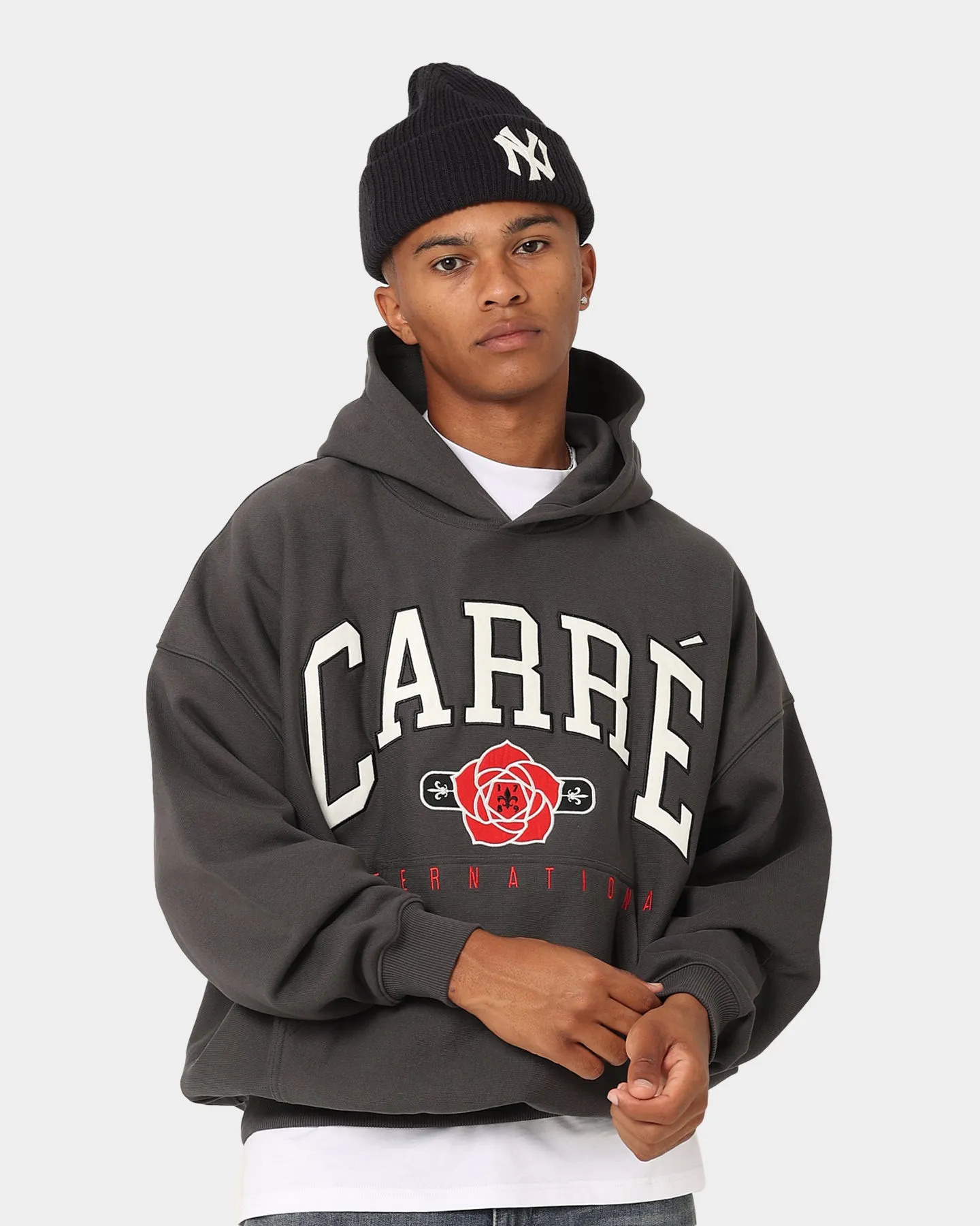 Carre Rose International Oversized Hoodie Coal