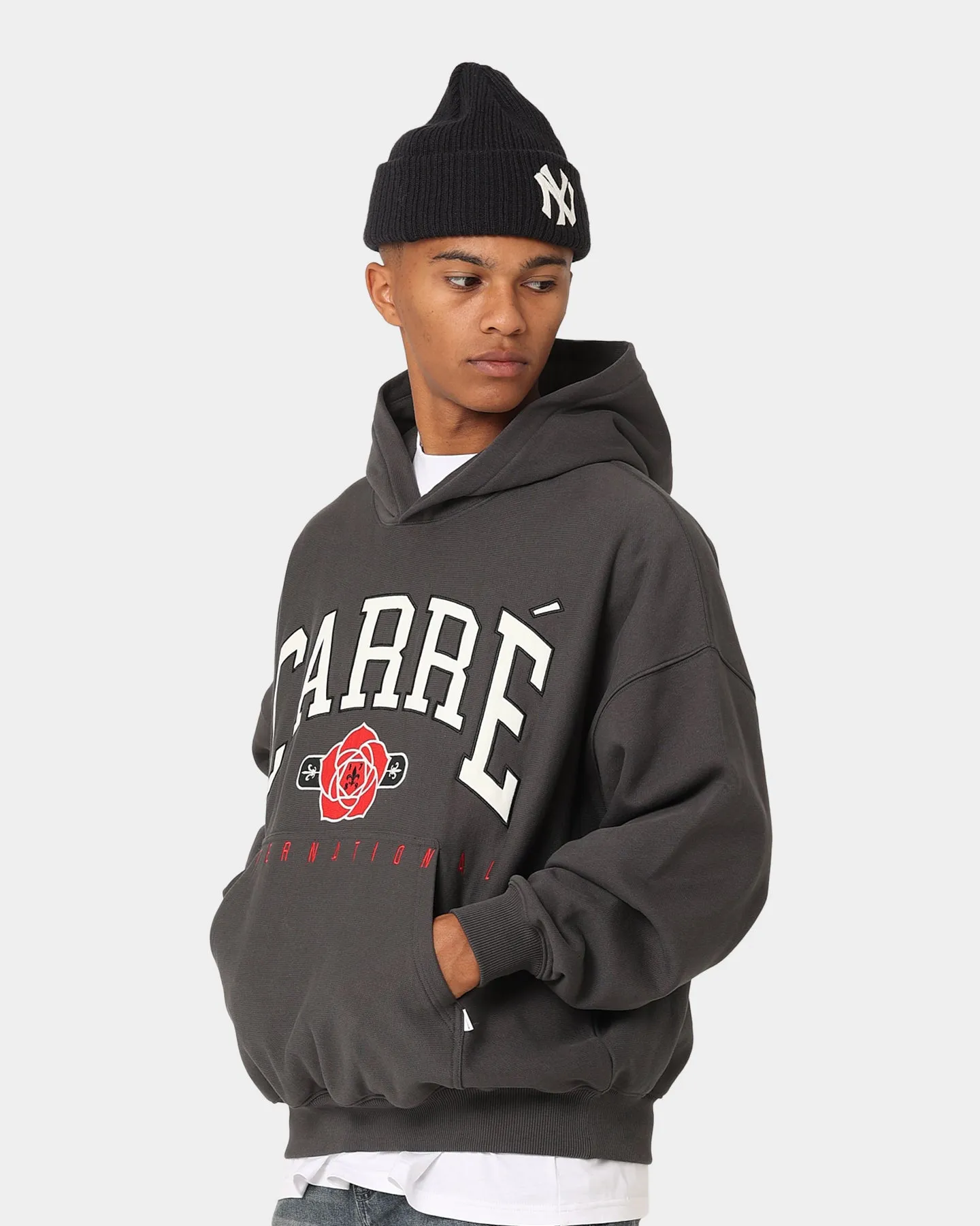 Carre Rose International Oversized Hoodie Coal