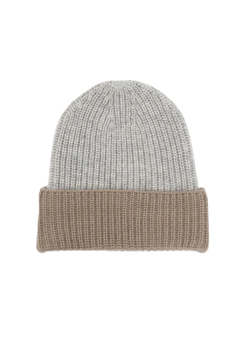 Cashmere Beanie | Grey/brown