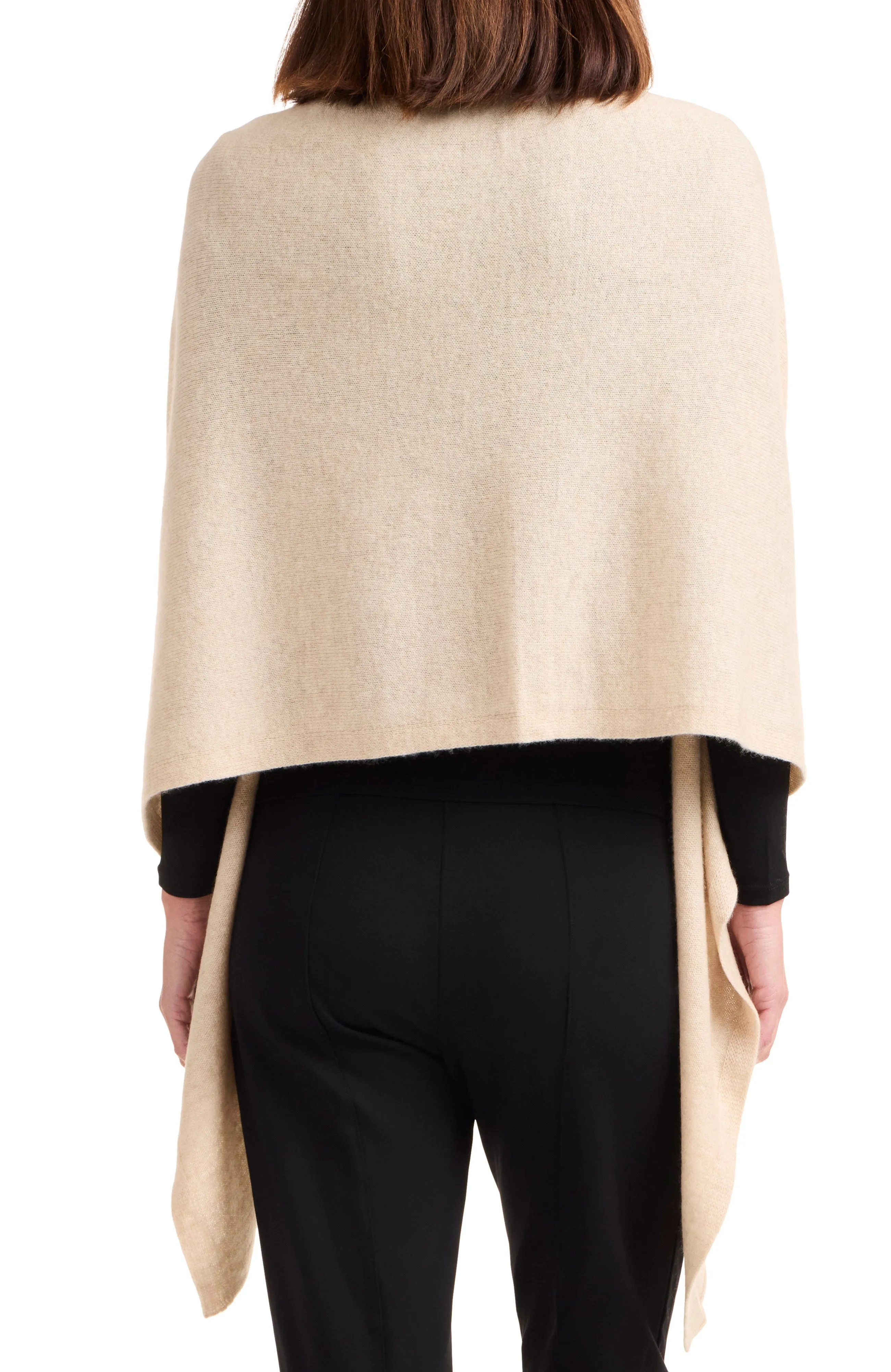 Cashmere Button Shoulder Poncho-Wrap