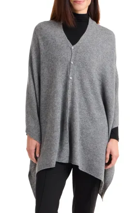 Cashmere Button Shoulder Poncho-Wrap