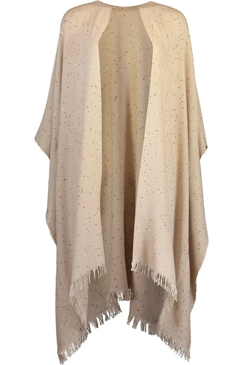 Cashmere Silk Paillette Poncho