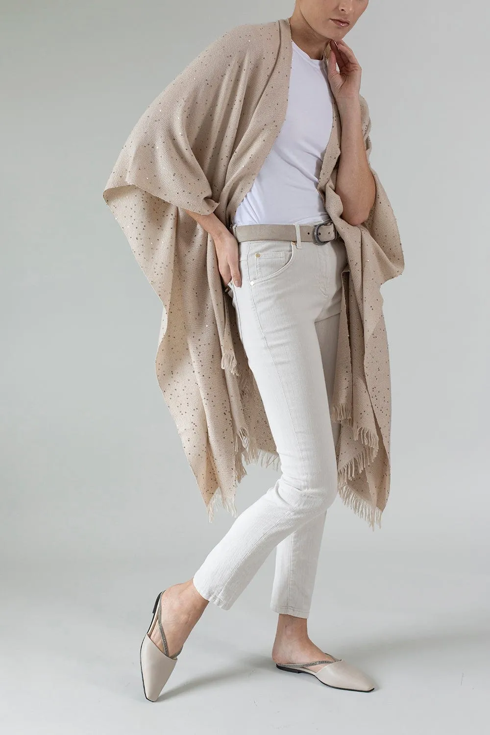 Cashmere Silk Paillette Poncho