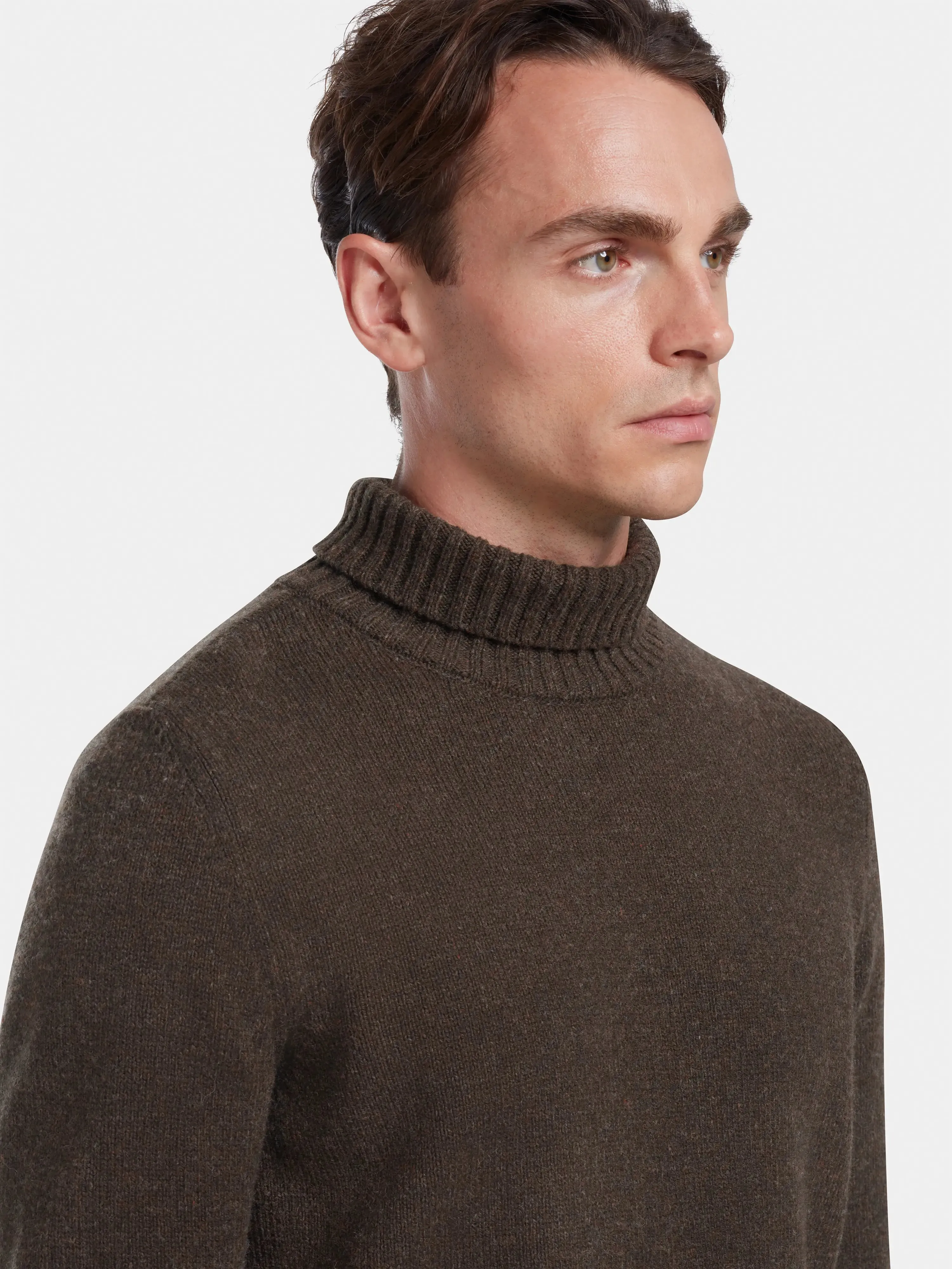 Cocoa Melange Roll Neck Jumper