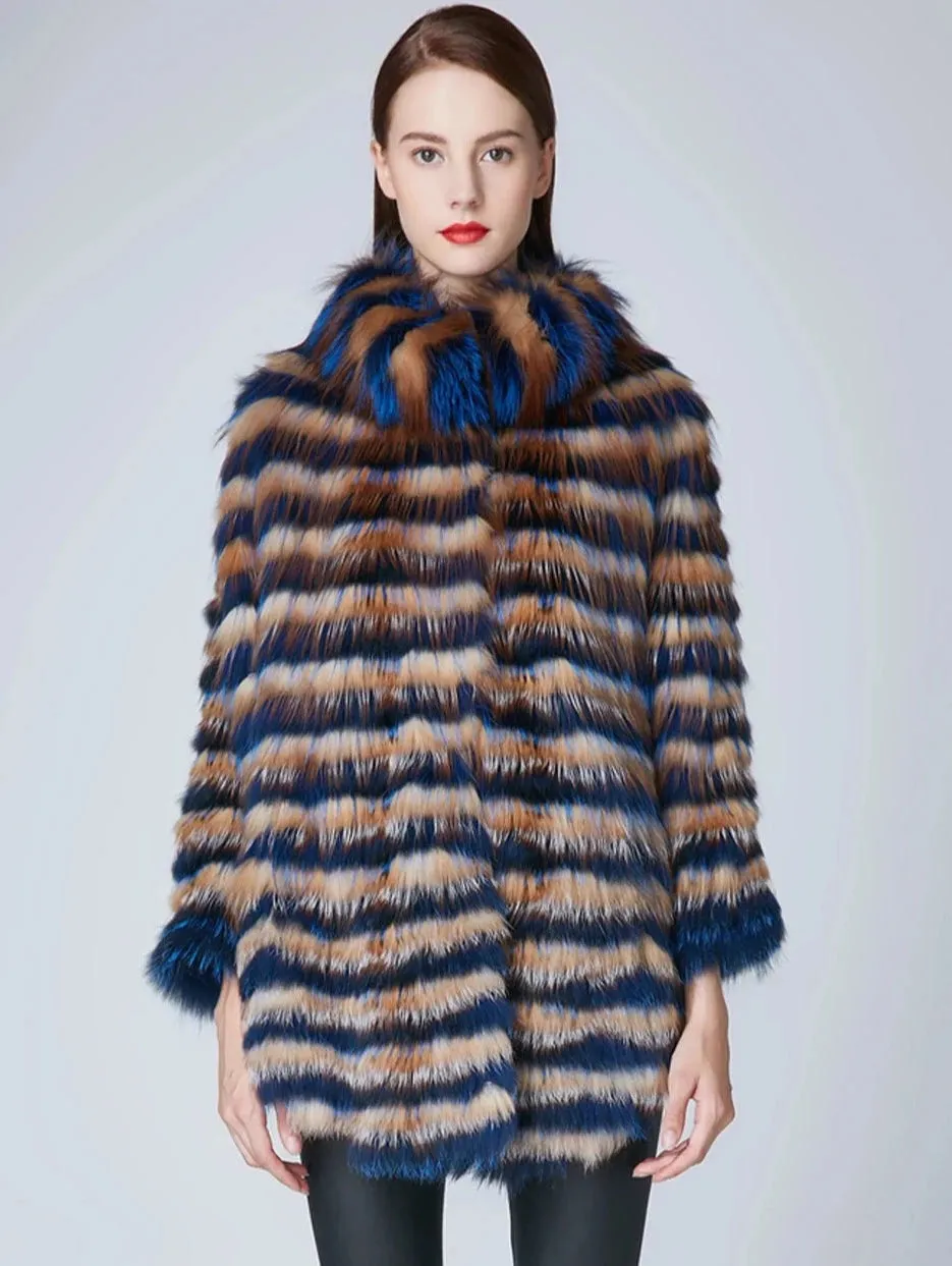 Colorful Batwing Fur Coat