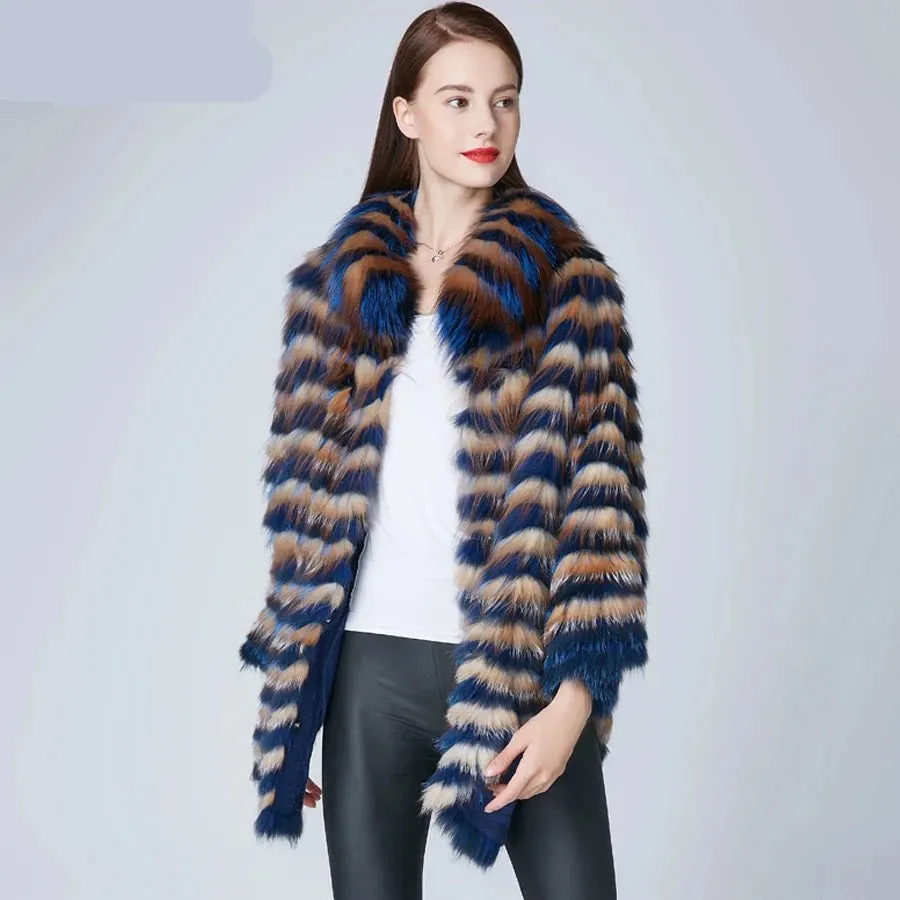 Colorful Batwing Fur Coat