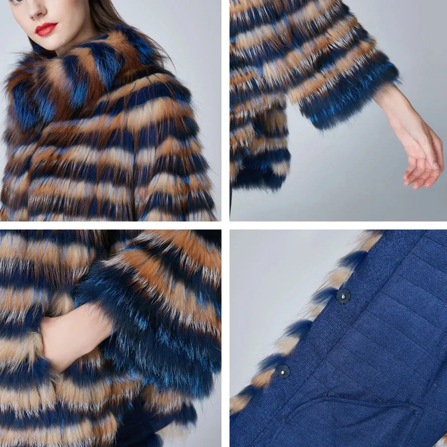 Colorful Batwing Fur Coat