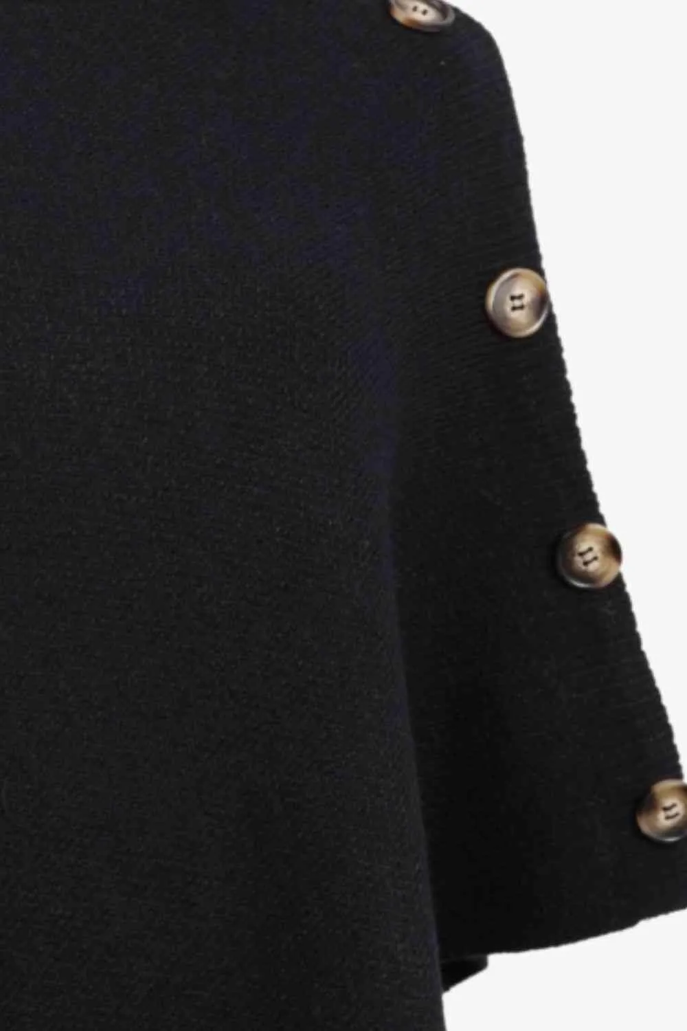 Cozy Fashionista Buttoned Turtle Neck Poncho