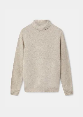 Cream Melange Roll Neck Jumper