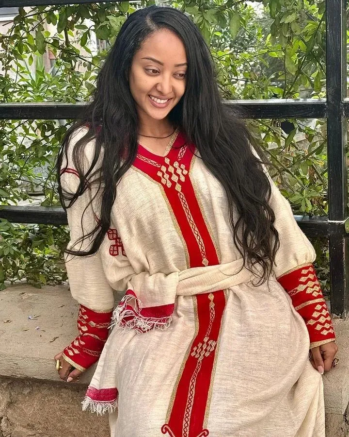 Crimson Elegance Habesha Kemis Red Fetil Habesha Dress