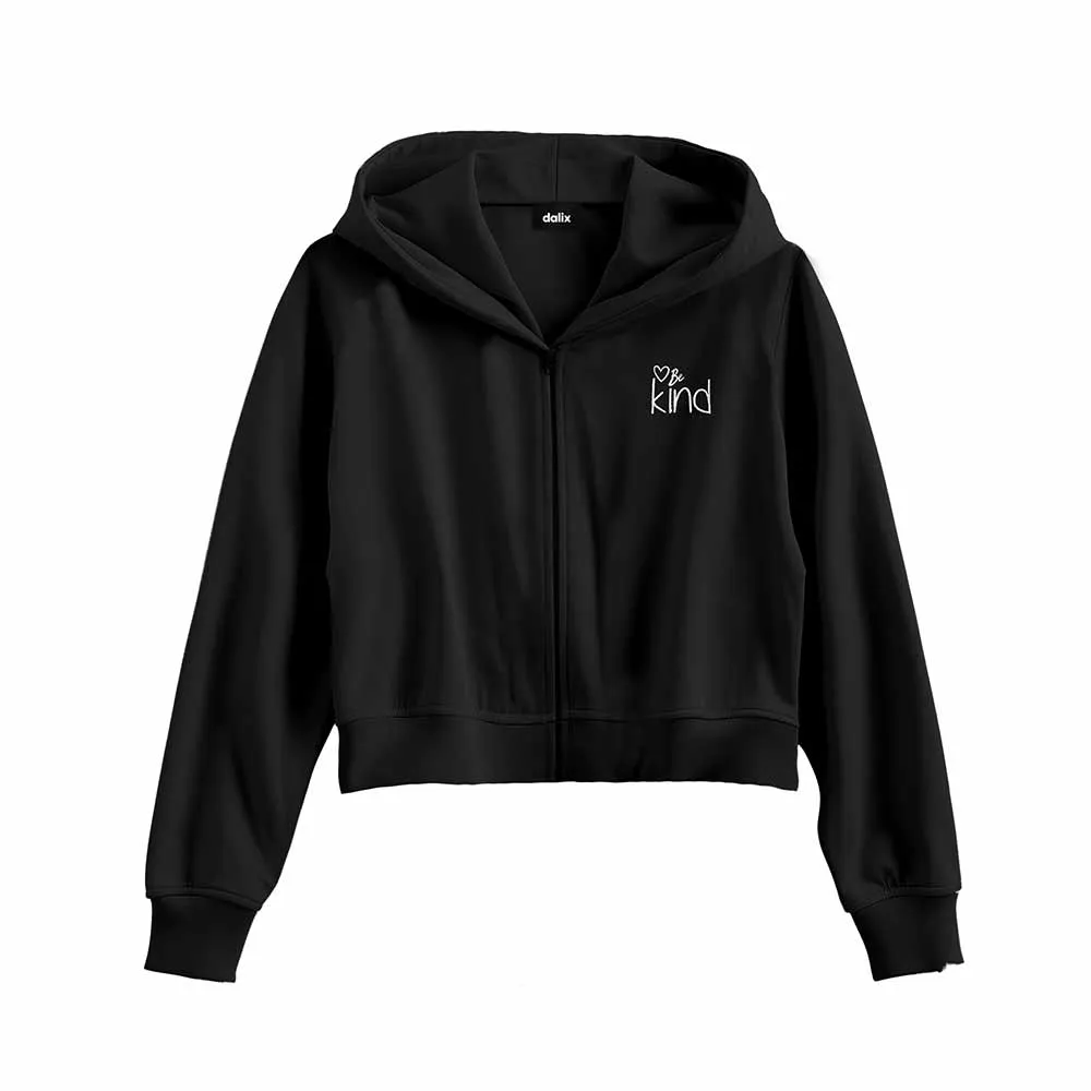 Dalix Be Kind Cropped Zip Hoodie