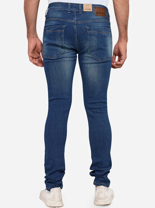 Dark Blue Washed Narrow Fit Jeans | Greenfibre