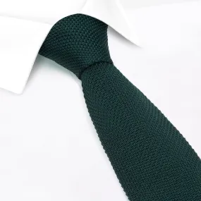 Dark Green Knitted Square Cut Silk Tie