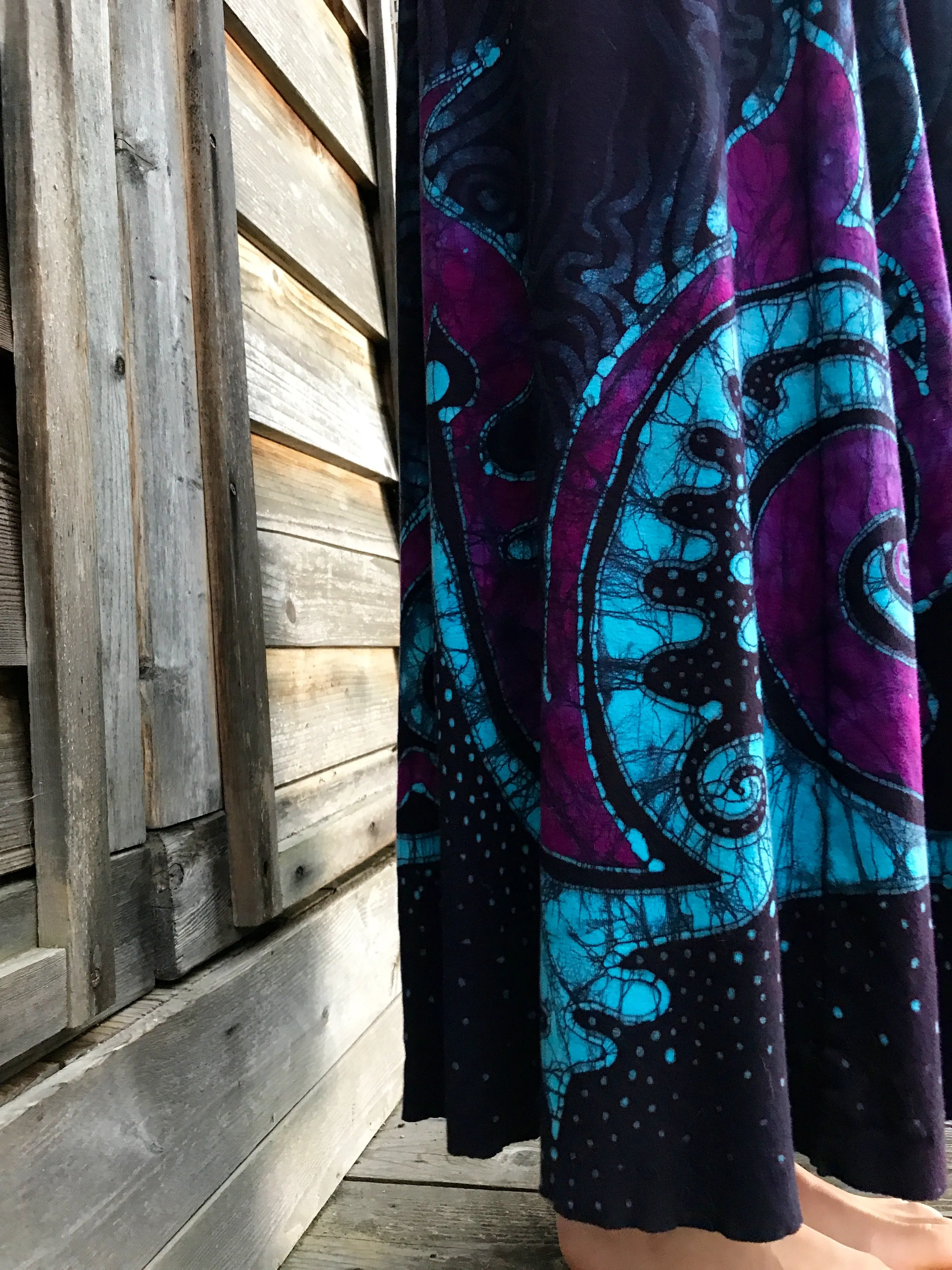 Deep Purple Sea Of Dreams Organic Cotton Batik Dress - Size XL