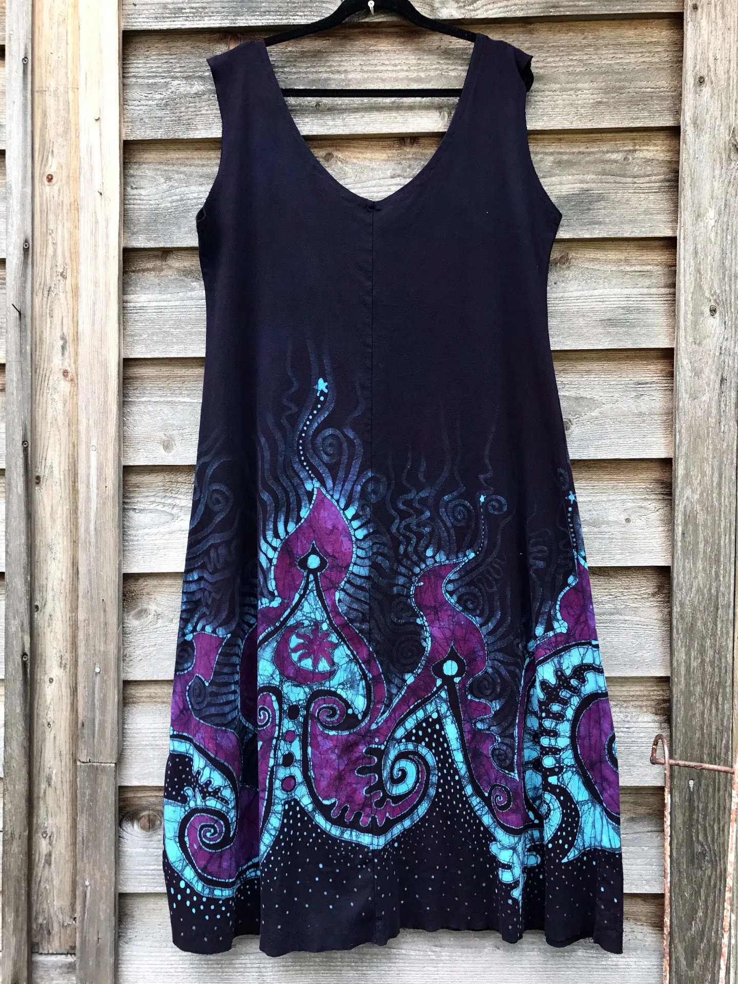 Deep Purple Sea Of Dreams Organic Cotton Batik Dress - Size XL