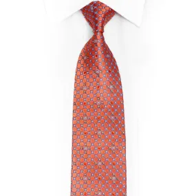 Diagonal Mauve Trellis On Peach Rhinestone Tie With Red Sparkles