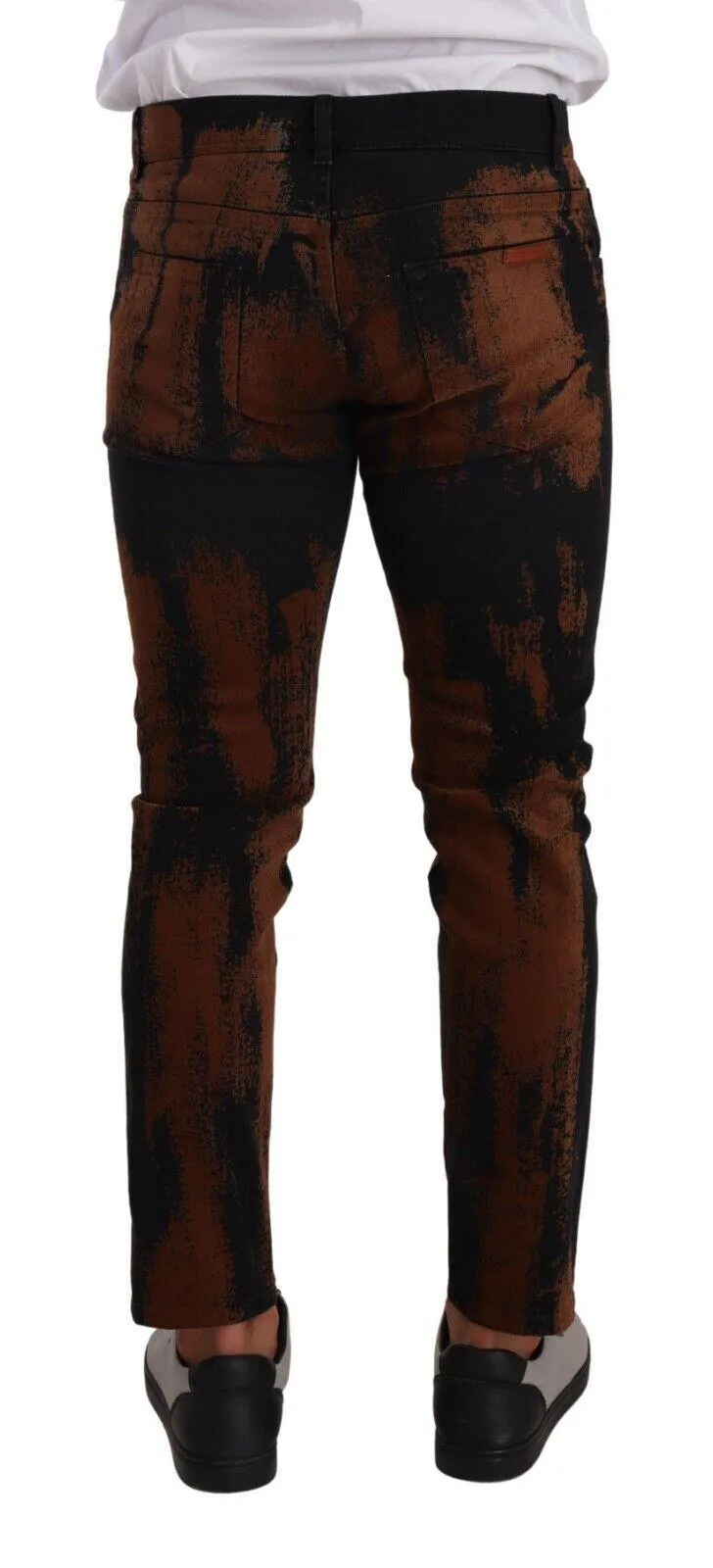 Dolce & Gabbana Black Brown Tie Dye Cotton Skinny Denim Jeans