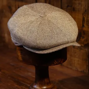 Eight Piece Sand Herringbone Silk Newsboy Cap