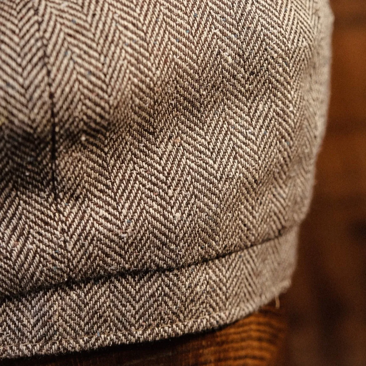 Eight Piece Sand Herringbone Silk Newsboy Cap