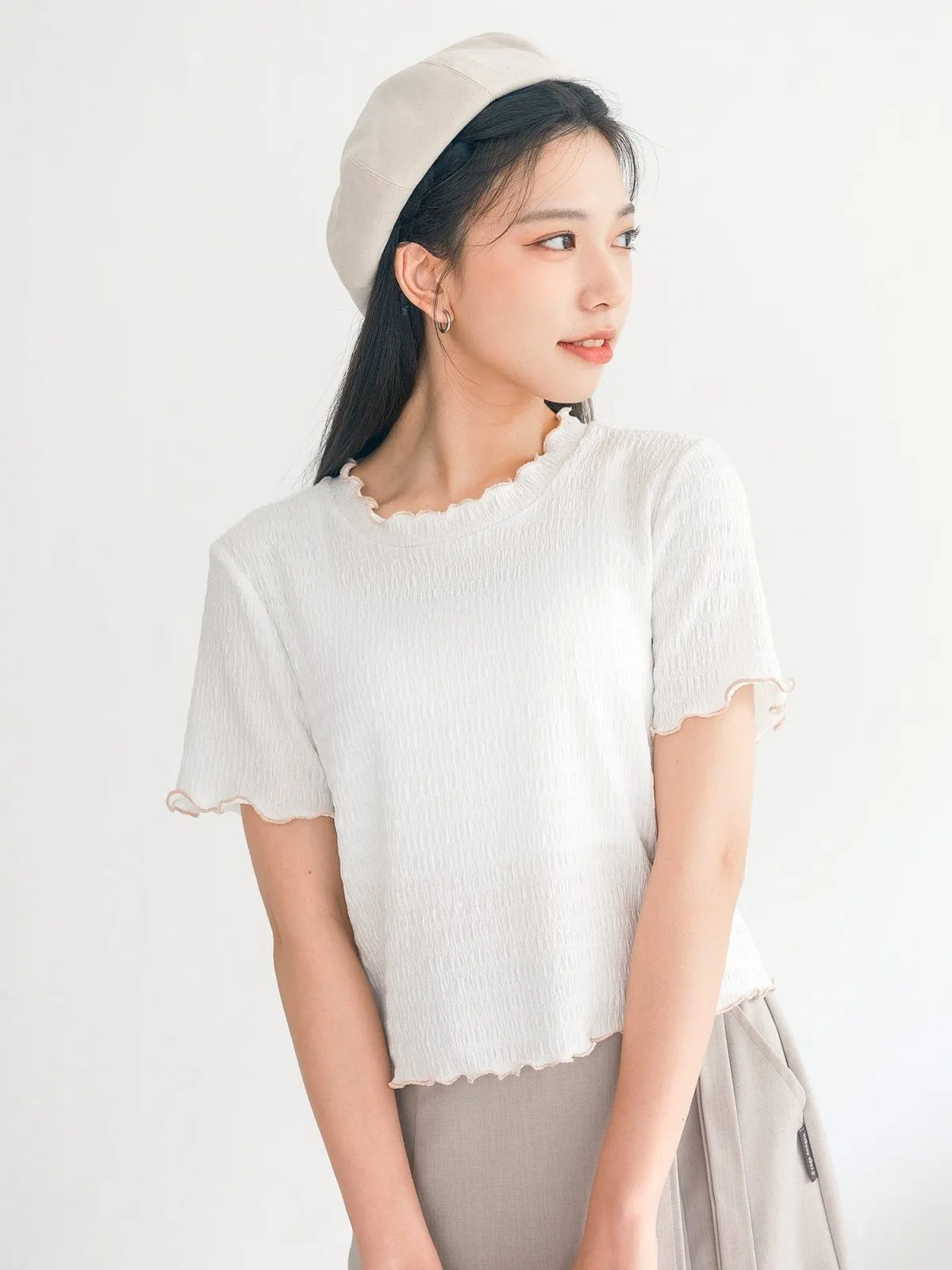 Eve Soft Wrinkle Ruffle Tee*