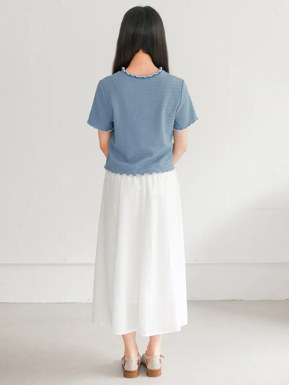 Eve Soft Wrinkle Ruffle Tee*