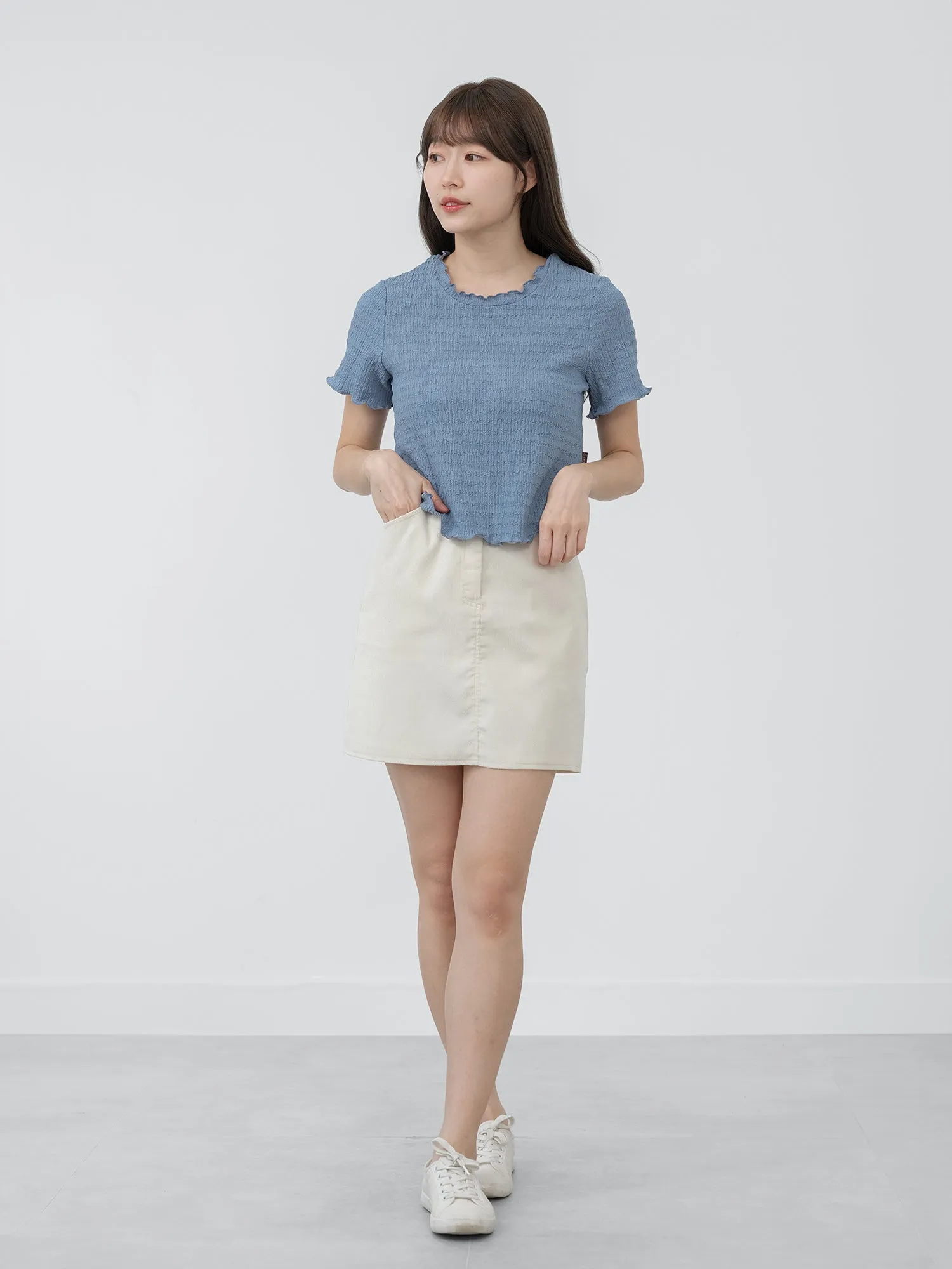 Eve Soft Wrinkle Ruffle Tee*