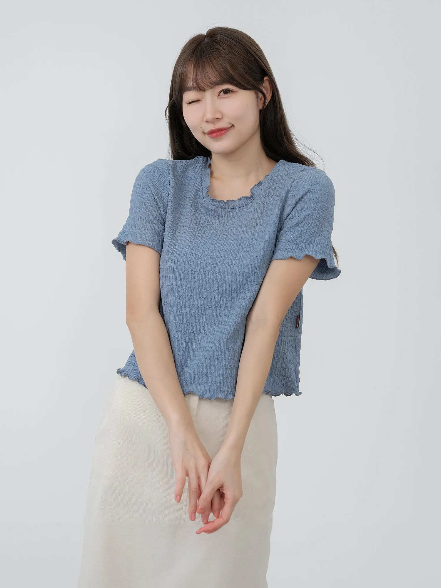 Eve Soft Wrinkle Ruffle Tee*