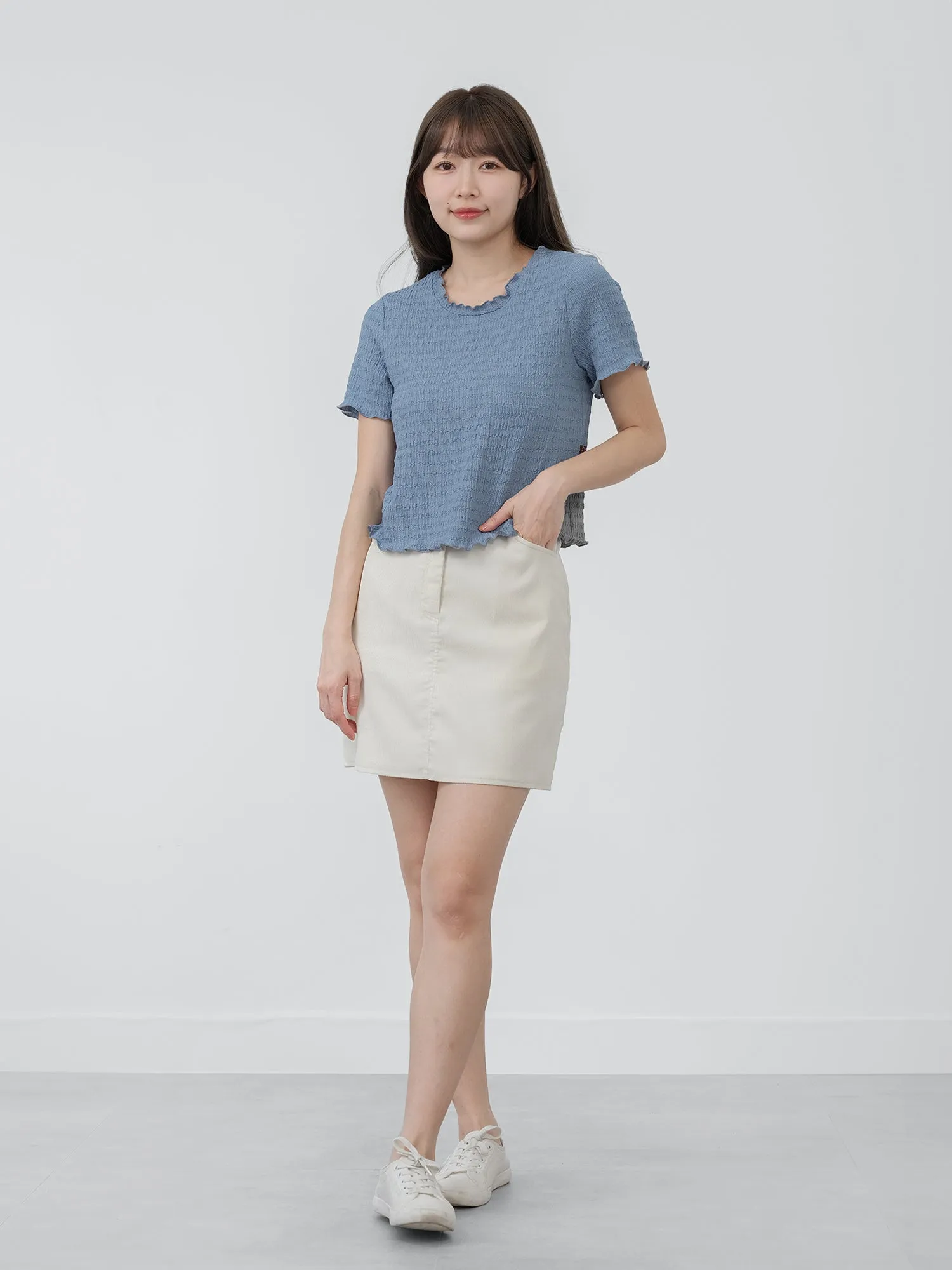 Eve Soft Wrinkle Ruffle Tee*