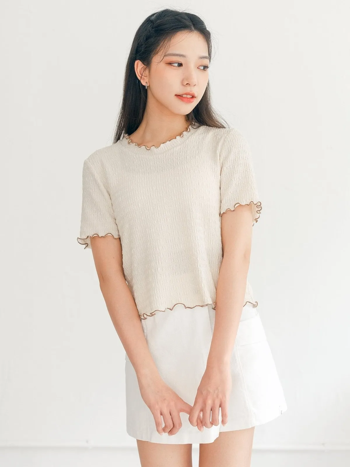 Eve Soft Wrinkle Ruffle Tee*