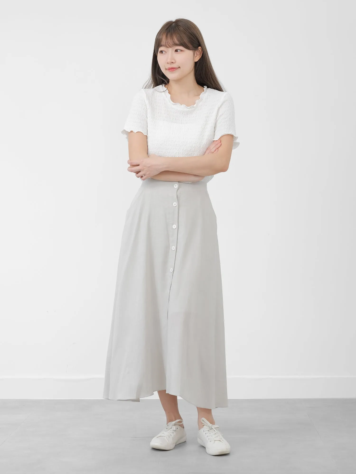 Eve Soft Wrinkle Ruffle Tee*