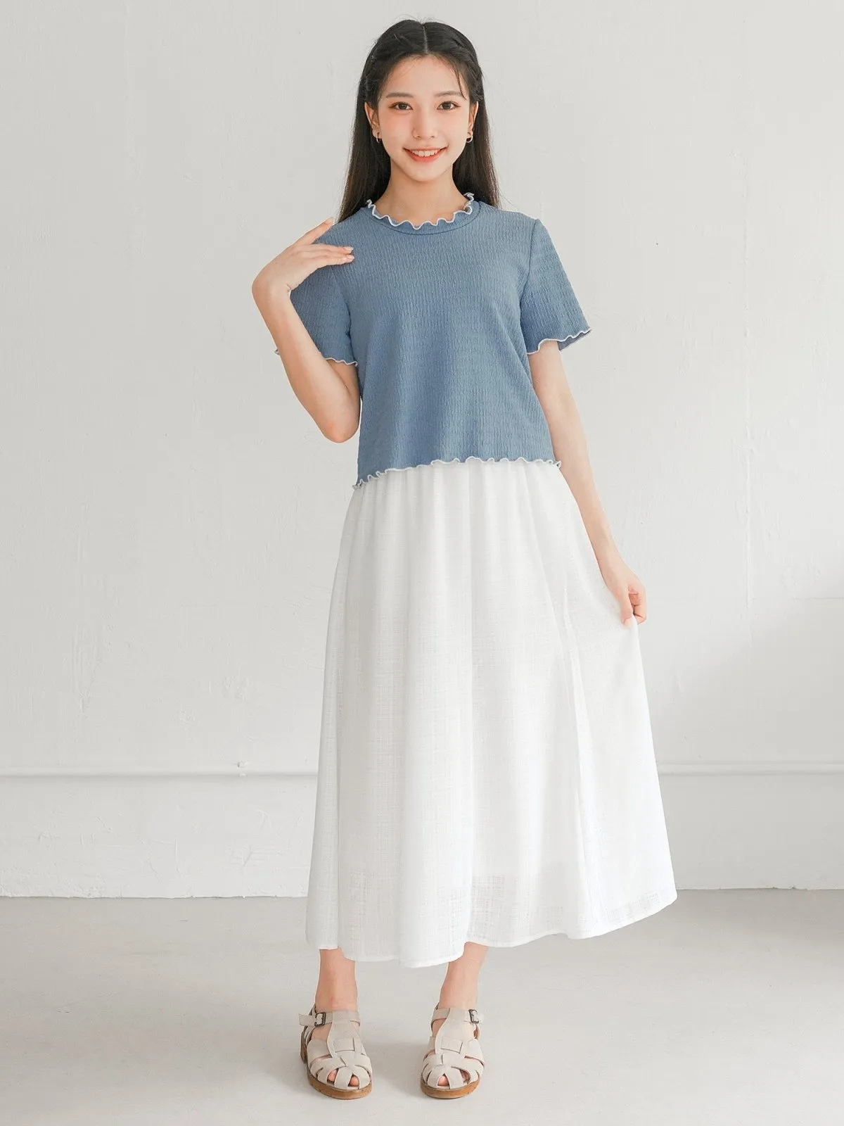 Eve Soft Wrinkle Ruffle Tee*