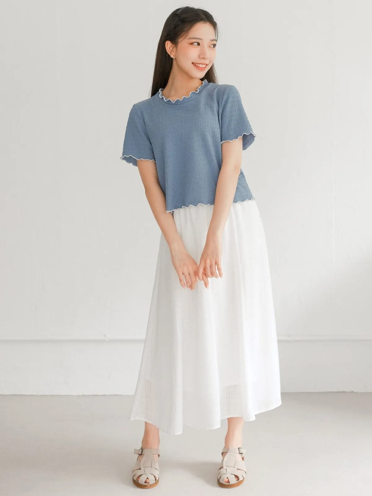 Eve Soft Wrinkle Ruffle Tee*