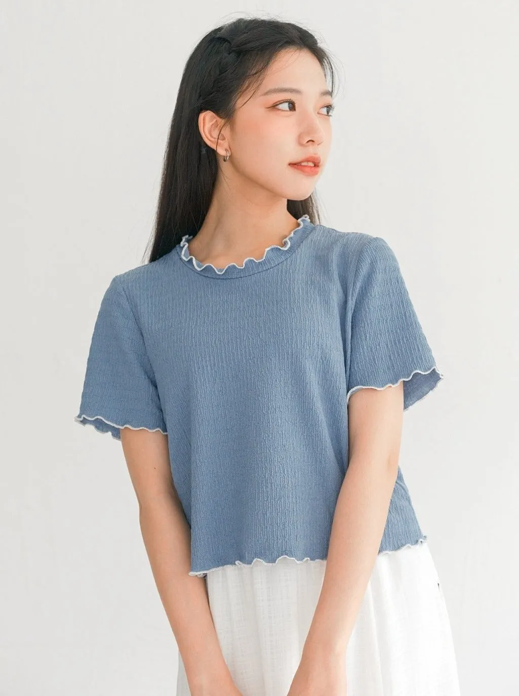 Eve Soft Wrinkle Ruffle Tee*